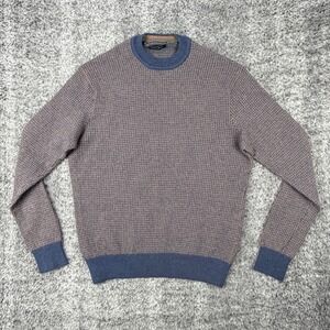 Bobby Jones Mens L (Fits like a Small) Brown Blue Merino Wool Crewneck Sweater